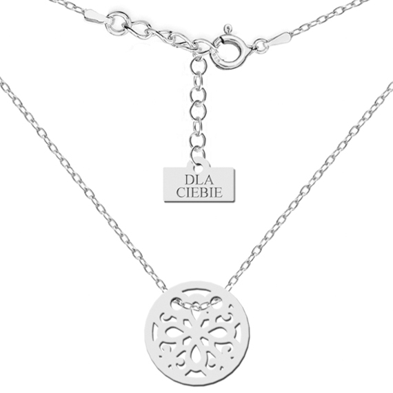 Srebrny naszyjnik z rozetką + Twój grawer