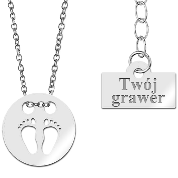 Naszyjnik celebrytka ze stópkami + Twój grawer
