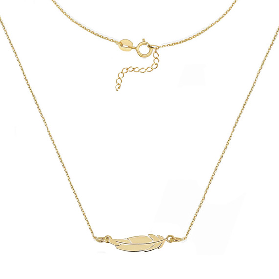 Złoty naszyjnik z piórkiem 333 8k