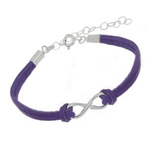 Bransoletka nieskończoność rzemyk mała fioletowa