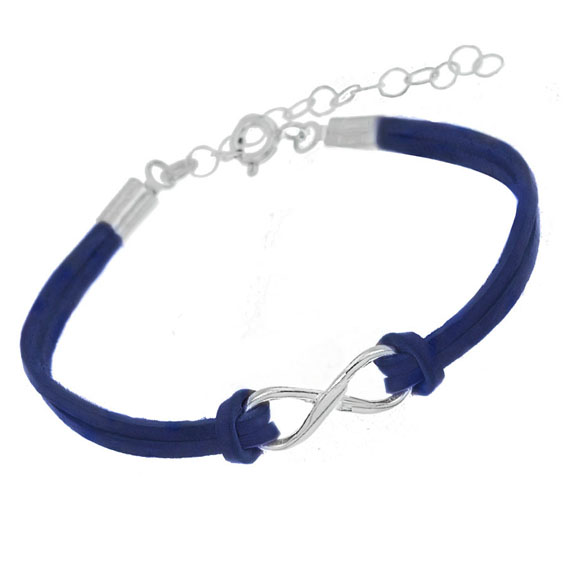 Bransoletka nieskończoność rzemyk mała granatowa 1 Bransoletka nieskończoność rzemyk mała granatowa