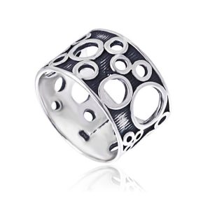 Pierścionek szeroki geometryczny