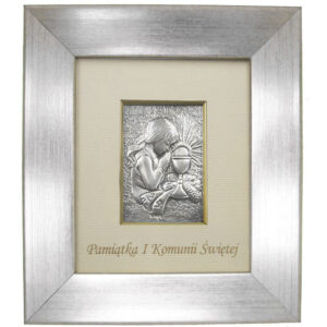 Obrazek srebrny Pamiątka I Komunii Świętej dziewczynka