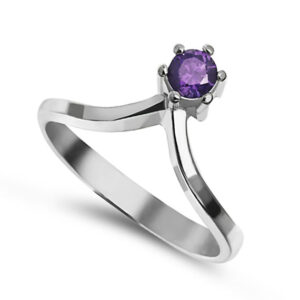 Pierścionek łezka z fioletowym kamieniem