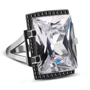 Pierścionek z dużą cyrkonią 17x12mm