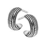 Srebrne kolczyki półokrągłe ze zdobieniami