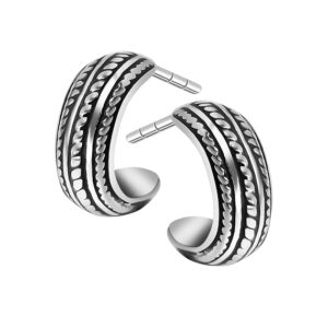 Srebrne kolczyki półokrągłe ze zdobieniami