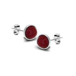 Kolczyki półkulki z koralem 6mm