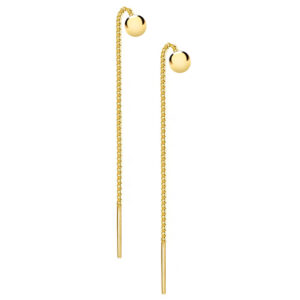 Złocone kolczyki z kulką przeciągane przez ucho
