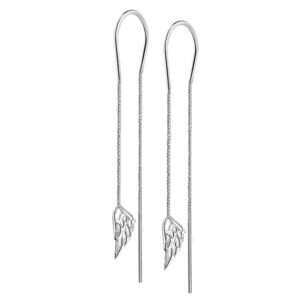 Kolczyki przewlekane podwójne ze skrzydłami