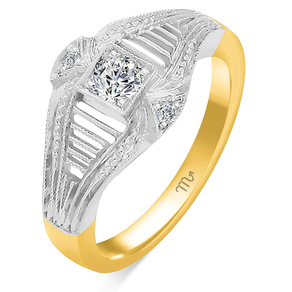 Złoty pierścionek zaręczynowy z diamentami