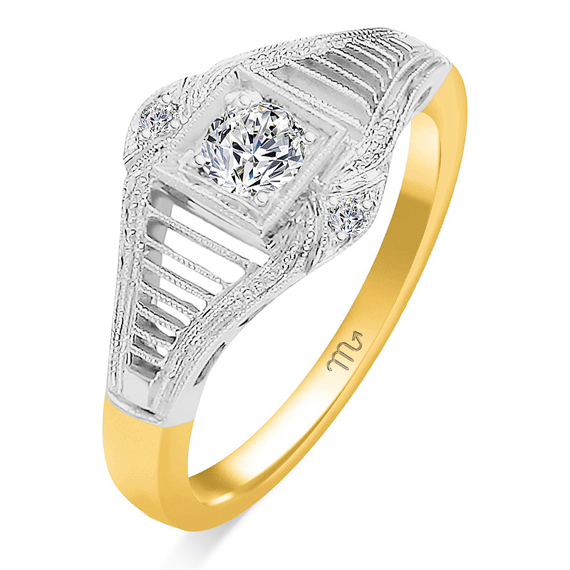 Złoty pierścionek zaręczynowy z diamentami