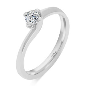 Pierścionek zaręczynowy z diamentem białe złoto