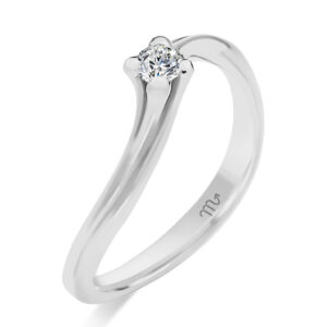 Pierścionek zaręczynowy z diamentem białe złoto