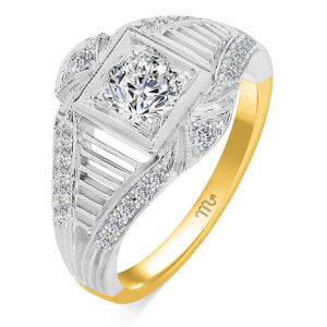 Złoty pierścionek zaręczynowy z diamentami