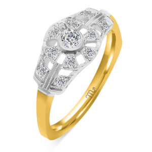 Złoty pierścionek zaręczynowy z diamentami