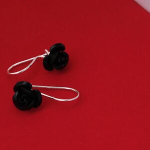 Wiszące kolczyki różyczki czarne