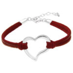 Bransoletka na czerwonym rzemyku serce