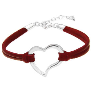 Bransoletka na czerwonym rzemyku serce