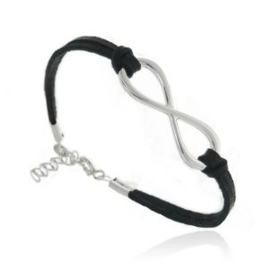 Bransoletka nieskończoność rzemyk duża czarna