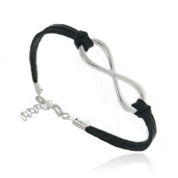 Bransoletka nieskończoność rzemyk duża czarna 1 Bransoletka nieskończoność rzemyk duża czarna