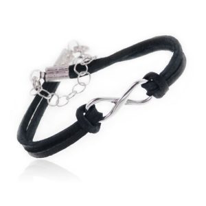 Bransoletka nieskończoność rzemyk mała czarna