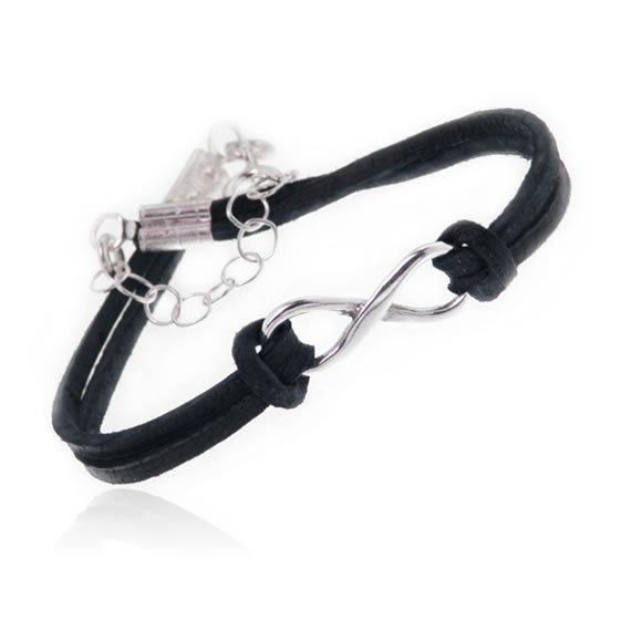 Bransoletka nieskończoność rzemyk mała czarna 1 Bransoletka nieskończoność rzemyk mała czarna