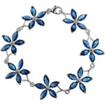 Bransoletka kwiaty z szafirowymi cyrkoniami