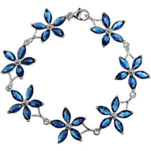 Bransoletka kwiaty z szafirowymi cyrkoniami