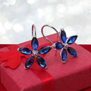 Kolczyki szafirowe kwiaty bigiel