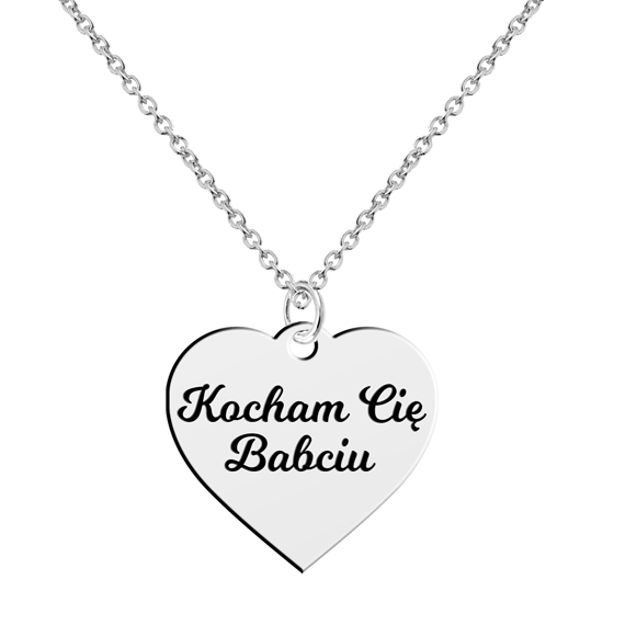 Naszyjnik serce z grawerem Kocham Cię Babciu