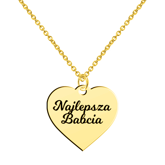 Naszyjnik serce z grawerem Najlepsza Babcia pozłacany