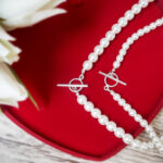 Naszyjnik z perłami zapięcie z przodu toggle 50cm 10mm