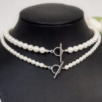 Naszyjnik z perłami zapięcie z przodu toggle 45cm 6mm