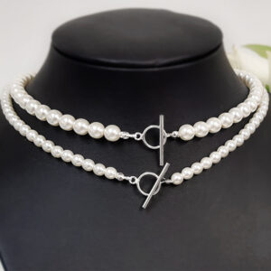 Naszyjnik z perłami zapięcie z przodu toggle 45cm 6mm