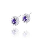 Kolczyki kwiaty fioletowe z kamieniami