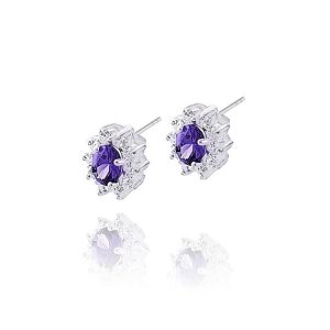 Kolczyki kwiaty fioletowe z kamieniami