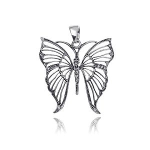 Wisior duży motyl z kamieniami