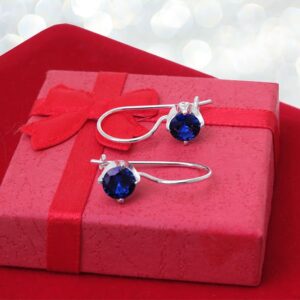 Kolczyki z szafirową cyrkonia 6mm