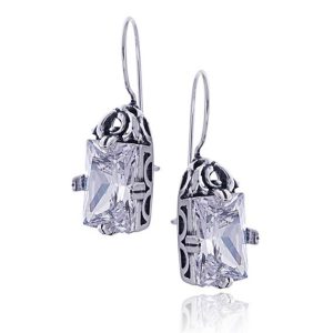 Kolczyki cyrkonia 14x10 bigiel oksydowane