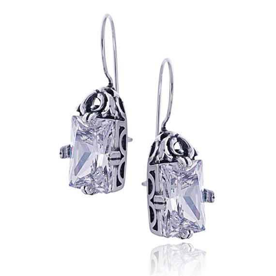 Kolczyki cyrkonia 14x10 bigiel oksydowane 1 Kolczyki cyrkonia 14x10 bigiel oksydowane