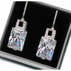 Kolczyki z białą cyrkonią 16x12mm bigiel