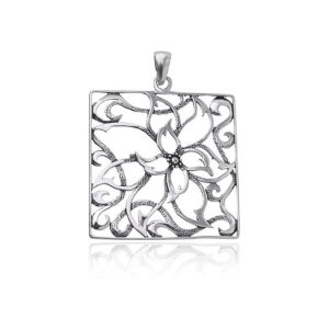 Wisiorek kwadrat kwiecisty