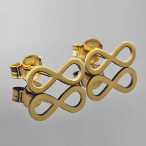 Złote kolczyki nieskończoność 333