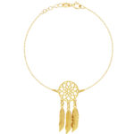 Złota bransoletka z łapaczem snów piórka
