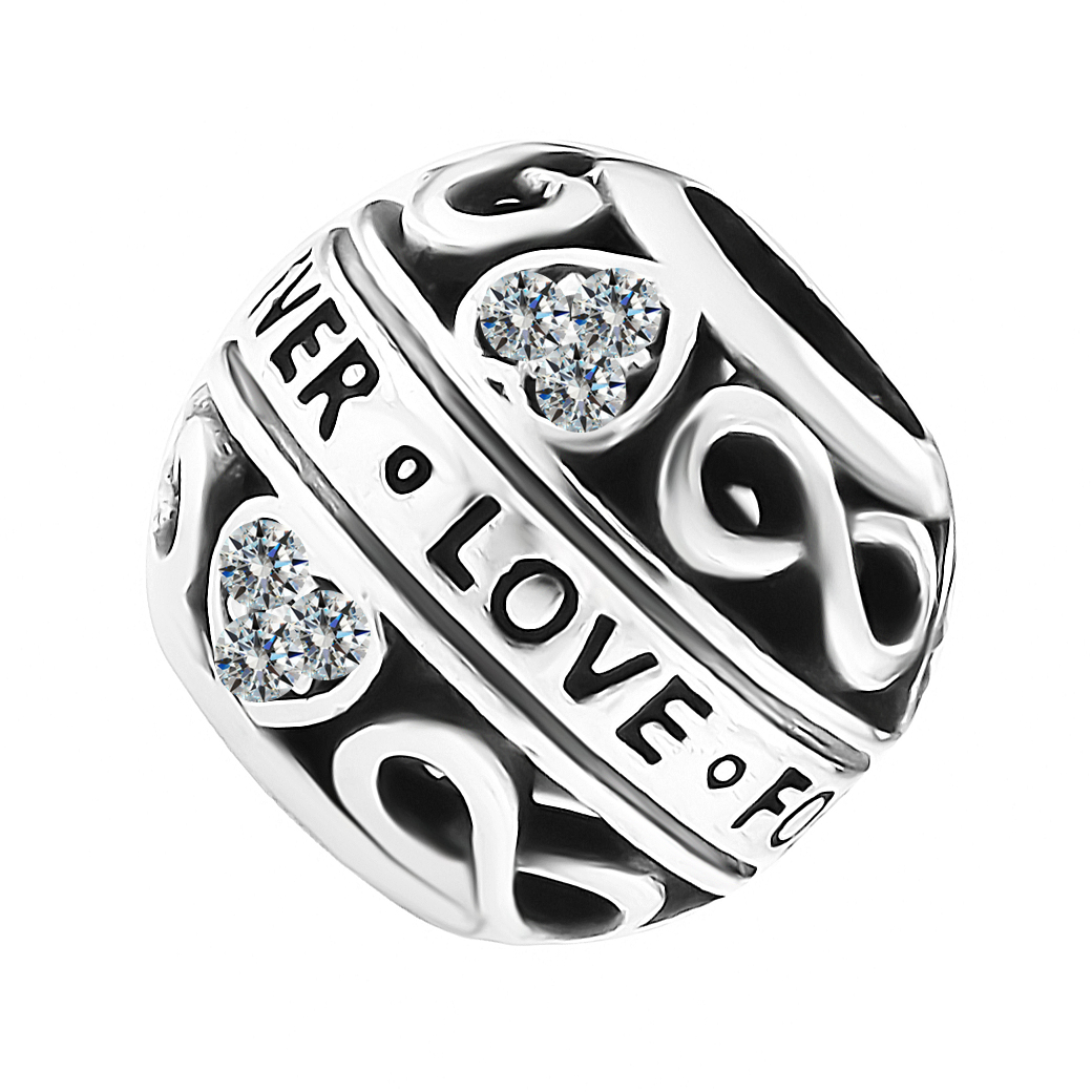 CHARMS 925 KULA KULKA LOVE FOREVER NIESKOŃCZONOŚĆ Charms do bransoletki kulka LOVE FOREVER