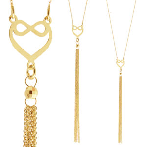 Złoty naszyjnik z długimi łańcuszkami