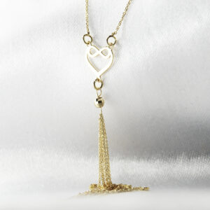 Złoty naszyjnik z długimi łańcuszkami