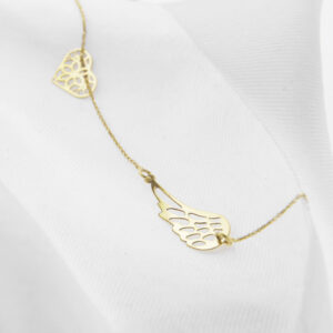 Złota bransoletka z sercem i skrzydłem