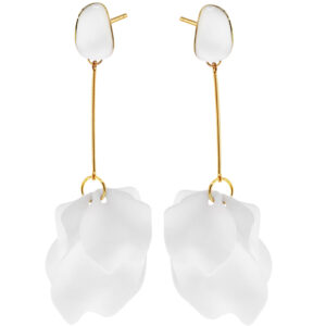 Kolczyki białe kwiaty - pozłacane